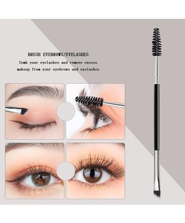 Duo Eyebrow Brush Set - Angled Eye Brow Brush with Spoolie, Professional Tool for Powder, Gel, and Wax Application - Buy Online on GoSupps.com