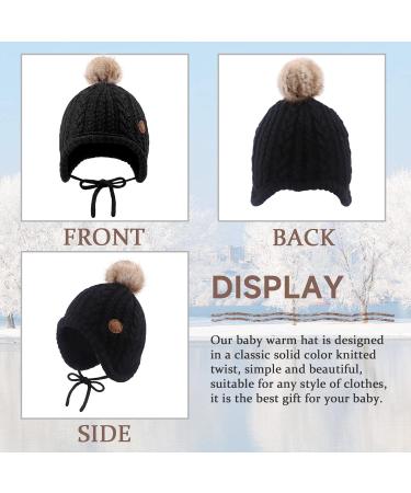 XIAOHAWANG Winter Baby Hat with Velvet Lining - Earflap Toddler Beanie for Boys and Girls 6-18 Months (Black) - Buy Online on GoSupps.com