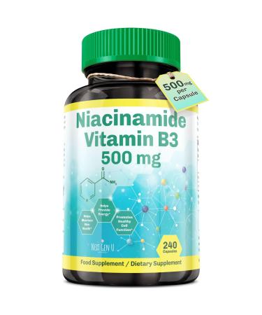 NGU Next Gen U Vitamin B3-500 mg 240 Capsules - Niacinamide - Dietary Health Food Supplement for Healthy Skin