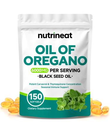 NutriNeat Oil of Oregano Capsules (150 Softgels) Oregano Oil Capsules Organic Oil of Oregano with Black Seed Oil oregano oil capsules with Oregano Oil Extract Non-GMO Immune & Antioxidant Support