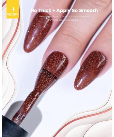 Burano Reflective Gel Nail Polish - UV Diamond Glitter Gel (7.3ml) | Sparkly Caramel Brown for Summer & Autumn - Buy Online on GoSupps.com