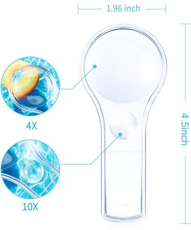 Quesuc 20 Pack Hand Lens 4X and 10X Magnifier Handheld Magnifying Glasses for Home Classroom Indoor and Outdoor Use - Buy Online on GoSupps.com
