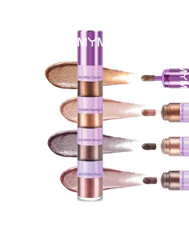 4 in 1 Liquid Eyeshadow Liquid Glitter Eyeshadow Metallic Finish Long Lasting Quick-Drying Gel-Based Formula Creates High-Impact Multi-Dimensional Eye Looks 0.13 Fl Oz