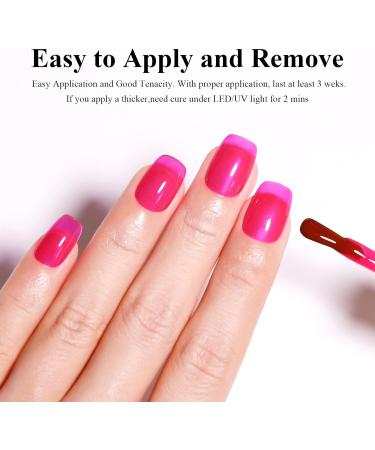 Imtiti Ice Neon Pink Gel Nail Polish 15 ml Sheer Jelly Hot Pink Translucent Colour UV/LED Soak Off Gel Polish for DIY Nail Art Manicure at Home 1 Piece - Buy Online on GoSupps.com