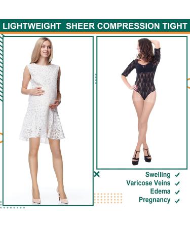 3 Pairs Sheer Compression Pantyhose 20-30 mmHg | Graduated Support Stockings for Women | Medium Size | Ideal for Swelling, Varicose Veins, Edema, Pregnancy - Buy Online on GoSupps.com
