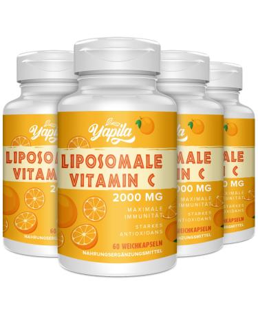 Liposomal vitamin C capsules 2000mg (4 pack) maximum absorption high-dose Vit C ascorbic acid antioxidant supplement soy-free non-gmo 60 pieces (4 Pack)