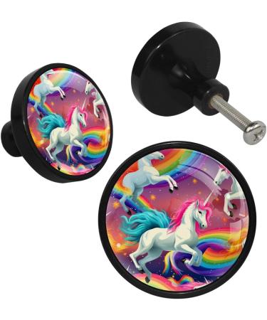 Colorful Unicorn Cupboard Buttons - 4 Pack | Multi-Colored Bathroom Drawer Handles & Kitchen Knobs for Kids' Rooms - Buy Online on GoSupps.com