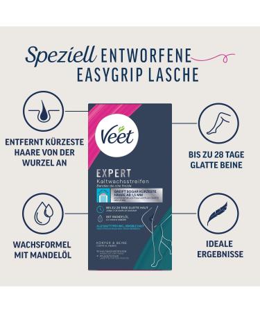 Veet Expert Cold Wax Strips for Body & Legs - Sensitive Skin Hair Removal (40 Pieces 2 Pack) - Easy & Effective Waxing at Home - Buy Online on GoSupps.com