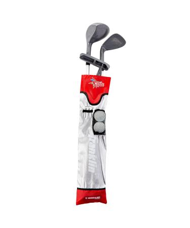 Franklin Sports Kids Golf Set - Youth Adjustable Plastic Golf Club Set - Kids Plastic Golf Set with Bag and Balls - Adjustable Length Clubs for Toddlers Red