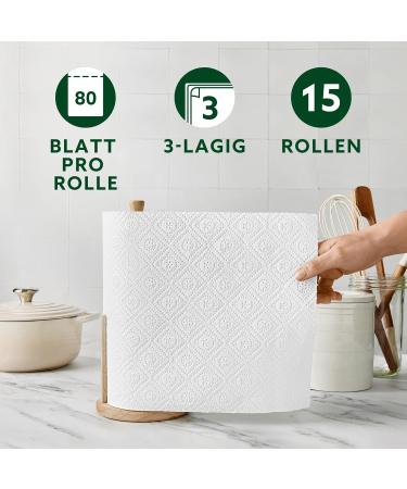 Buy Amazon Classic Kitchen Roll - 15 Rolls (5 Packs of 3) 80 Sheets per Roll | International Shipping Available - Buy Online on GoSupps.com