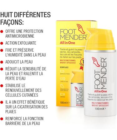 Footmender All in One | Treats and Heals Dry Feet Hard Skin (Calluses) Cracked Corns and Heels (Heel Cracks) | Significant Effect After First Treatment | 100ml - Buy Online on GoSupps.com