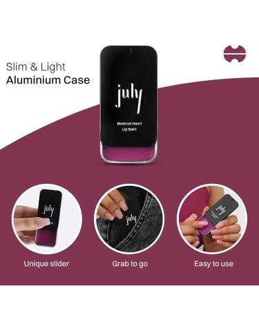 July Beetroot Heart Lip Balm - 24hr Moisturization Hydrate & Lighten SPF 15 Jojoba & Almond Oil Soft Plump Lips for Men & Women - 10gm - Buy Online on GoSupps.com