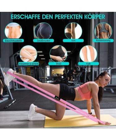 Marioota Long Fabric Fitness Straps Set - 3 Resistance Tapes with Handles & Door Anchors - Blue Pink Purple - Ideal for Home & Gym Workouts - Buy Online on GoSupps.com