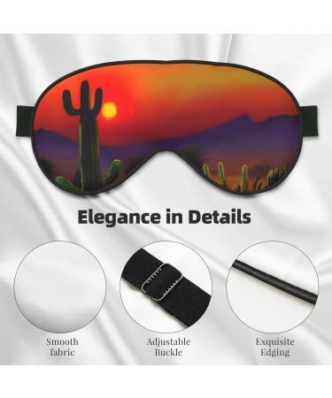 Shop Sunset Cactus Desert Print Sleep Eye Mask - Light Blocking & Adjustable for Deep Rest - Unisex Adult Design - Buy Online on GoSupps.com