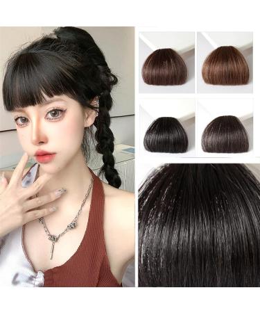 Bangs Hair Clip Natural Synthetic Hair Flat Bangs/Fringe Mini Fake Hair Bangs Fashion One Pieces Clip-in Air Bangs Hair Extension For Women Bangs Clip in Hair (Color : Black brown) - Buy Online on GoSupps.com