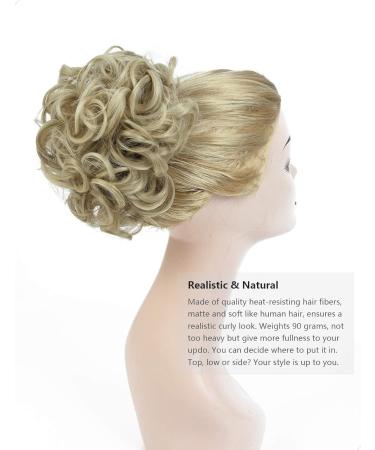 Yamel Curly Ash Blonde Chignon Hairpiece | Synthetic Updo Bun Extensions for Women - Buy Online on GoSupps.com