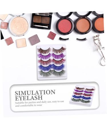 HONMEET 5Pairs Colorful Fake Program Eyelashes False Eyelashes For Women For Party Professional Makeup Natural Appearance Easy To Use 43x1cm as shown 1 - Buy Online on GoSupps.com