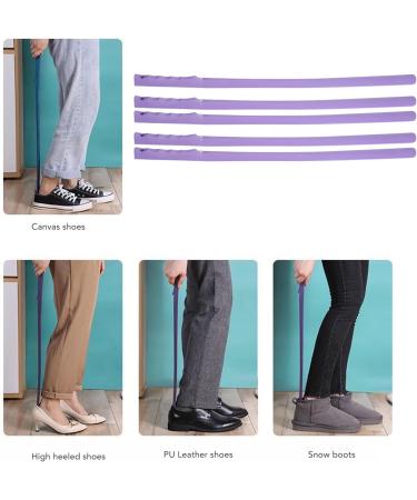 Comfortable Long Handle Shoe Puller Tool | 5-Part Non-Slip Shoe Aid for Seniors | Extra Long Purple Handle - Buy Online on GoSupps.com