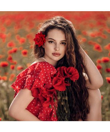 Geyoga 6 Pcs Red Rose Flower Hair Clip & Comb Set - Bridal Wedding Flower Hair Accessories for Women & Girls - Buy Online on GoSupps.com