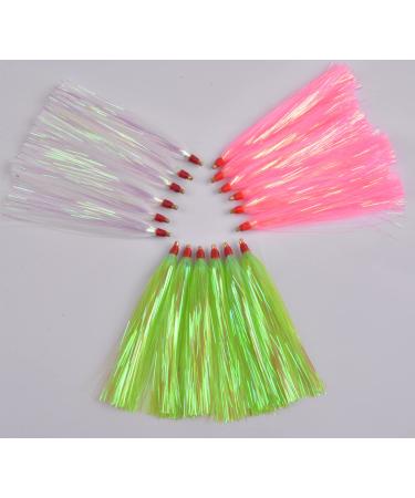 Fishing Teasers -12/18pcs Squid Teaser Fishing Mylar Flash Fishing Teaser Tail Fishing Teaser for Fluke Rigs for Saltwater Fishing Lure 3 Colors Three Colors Mixed-18pcs