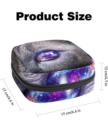 Mysterious Cat Eye Purple Galaxy Sanitary Napkins Storage Bag | Portable Menstrual Cup Pocket for Teen Girls & Women - Buy Online on GoSupps.com