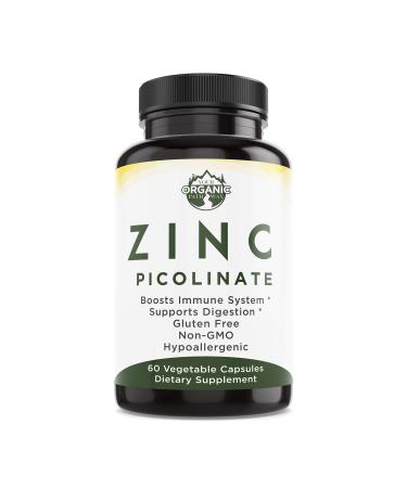Your Organic Pathway Zinc Picolinate 50mg 60 Capsules - Maximum Absorption Zinc Supplement Pills - Supports Immune Health Immunity Defense Effective Non-GMO Antioxidant Easily Absorbed