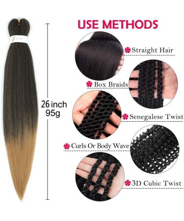 WIGENIUS Pre-stretched Braiding Hair 26 inch Ombre Brown 3 Packs Professional Synthetic Fiber Itch Free Hot Water Setting Crochet EZ Braids Yaki Texture Braiding Hair Extensions (T27) 26 Inch (Pack of 3) T1B/27 - Buy Online on GoSupps.com