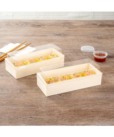 Restaurantware Taipei 7.5 Inch Rectangle Long Straight Lids - 100 Clear Plastic Lids for 18 oz Wooden Containers - Buy Online on GoSupps.com