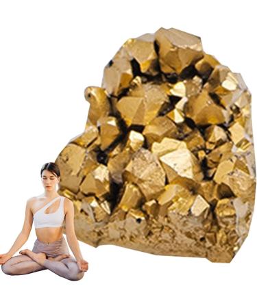 Crystal Cluster | Stone Electroplated Golden Crystal | Mineral Specimen Natural Gemstone Ornament for Collection Meditation Home Decor Crafts - Buy Online on GoSupps.com