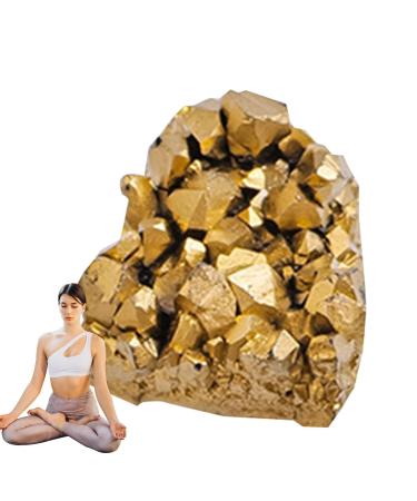 Raw Crystals Electroplated Golden Crystal Clusters | Mineral Crystal Specimen Natural Crystal Raw Gemstones Cluster for Home Decoration Crafts