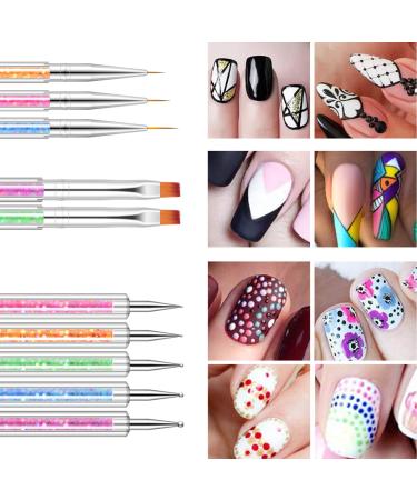 JdXun 5-Piece Nail Brush Set | Double-End Nail Design & Acrylic Art Brushes | DIY Nail Art Liner & Dotting Tool with Sponge Brush - Buy Online on GoSupps.com
