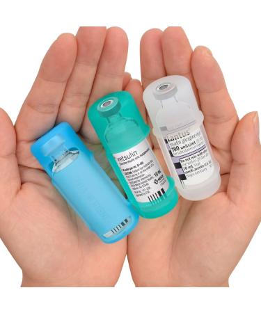 iGuerburn 3-Pack Tall Insulin Vial Protector for Lantus Apidra Admelog Insulin Diabetes Insulin Silicone Sleeve Vial Holder Case for 10ML Insulin Vials - Tall(Blue Green Clear) 3 Count