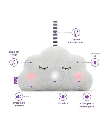 Sn z Dream Cloud Sleep Aid for Babies | Plush Mobile with White Noise 4 Calming Sounds & Night Light Pink & White - Buy Online on GoSupps.com