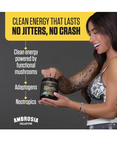 Ambrosia Kinetic - Organic Pre Workout Powder | Mushroom-Enhanced Natural Pre Workout | Nootropic Superfood Powder for Clean Energy Focus Recovery | 24 Servings | Tropical Lime - Buy Online on GoSupps.com