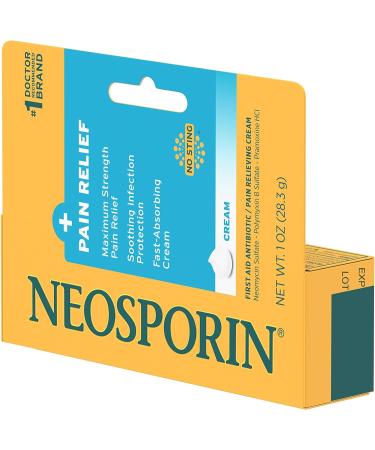 Neosporin Maximum Strength Antibiotic Cream 1oz | Fast Pain Relief | First Aid Treatment - Buy Online on GoSupps.com