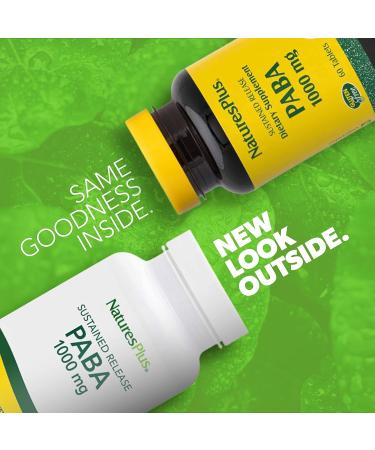 NaturesPlus PABA 1000mg Sustained Release Tablets - Skin Health & Energy Support - 60 Vegetarian Servings - Buy Online on GoSupps.com