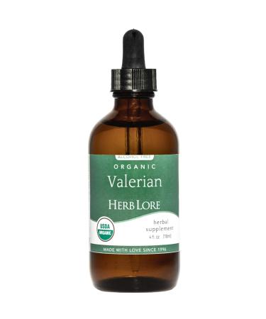 Herb Lore Organic Valerian Root Tincture - Liquid Extract Drops - Sleep Aid for Kids & Adults - Alcohol Free - 4 Fl Oz 4 Fl Oz (Pack of 1)