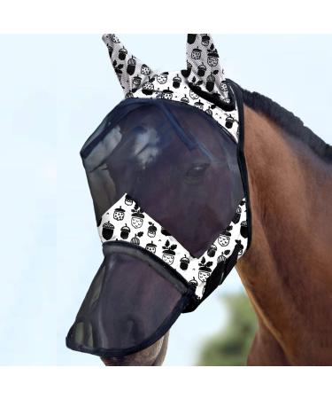 Harrison Howard CareMaster Horse Fly Mask Long Nose with Ears UV Protection for Horses Pinecone (L) L Pinecone