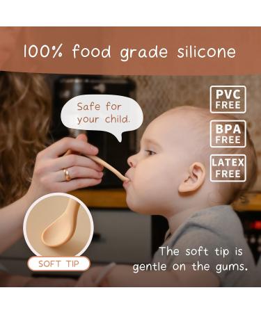 Silicone Baby Spoons Set - Soft-Tip Spoons for Infant Feeding - Bendable & Chewproof - Baby Utensils for Self-Feeding - Baby Led Weaning - Set of 4 (Ivory/Clay/Apricot/Buck) - Buy Online on GoSupps.com