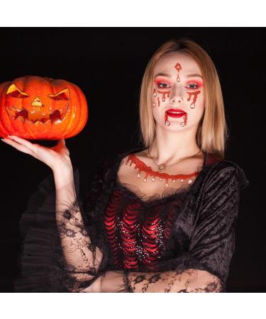 3D Red Glitter Halloween Face Stickers - Temporary Diamond Art for Kids & Adults | Perfect for Halloween Parties - Buy Online on GoSupps.com