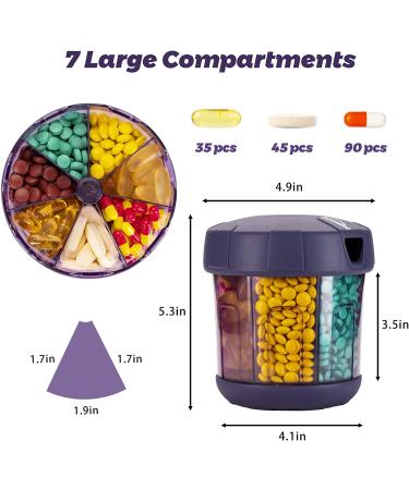 Mossime Extra Large 7-Compartment Supplement Organizer - Purple | Easy Open Pill Dispenser for One-Month Travel Medication Storage - Buy Online on GoSupps.com