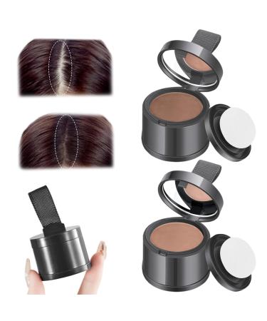 2Pcs Root Touch Up Powder Hairline Powder for Women Dark Brown & Light Brown Hair Loss Concealer Water & Sweat Resistant Hairline Powder for Thinning Women Men Hair Volume Powder Root Cover Up Hairli