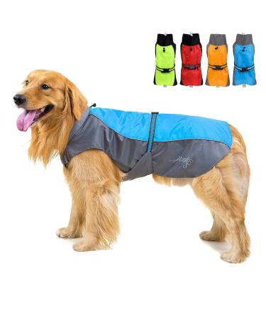 Zweitea waterproof raincoat for medium -sized and large dogs reflective rain jacket slightly windproof mesh lining rain protection clothing for outdoor hiking clothing for wet days blue 9xl 9xl (1 Pack) blue
