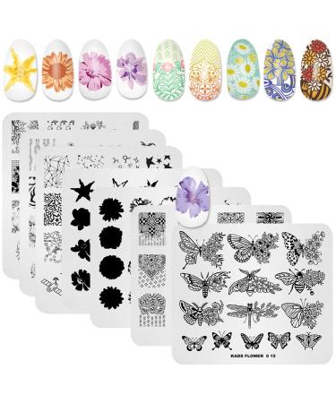 KADS 7 Pcs Nail Art Stamping Plates Flower Butterfly Ocean Star Print Manicure Templates 7 Plates