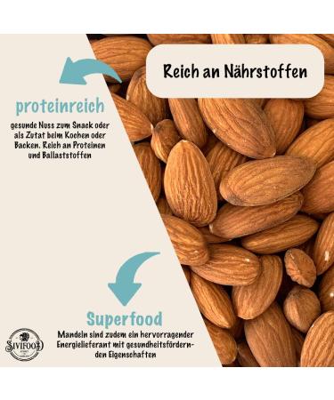 SIVIFOOD Natural Whole Almonds 500g - Natural Raw Almonds Without Shell Natural Raw Almonds Snack Nuts Vegan Almonds - Buy Online on GoSupps.com