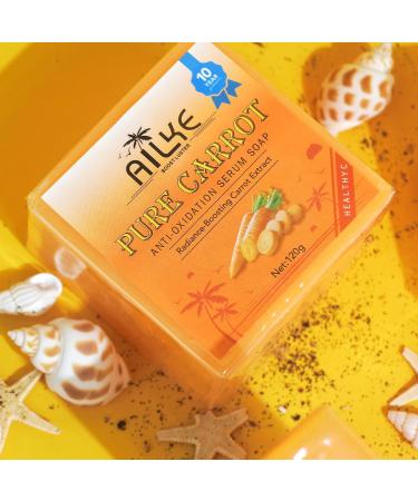  AILKE BOOST LUSTER AILKE Pure Carrot Anti-Oxidant Serum Soap Cleaning Stain Whitening Smooth & Soft Skin With Vitamin E Amino Acids Glycerin For All Skin Types 120g (Pack of 1) - Buy Online on GoSupps.com