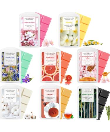 Wax Melts Wax Cubes, Scented Soy Wax Melts, Mothers Day Gifts Deco Wax Melts for Home, Cherry Blossom, Plumeria, Cotton, Wild Bluebell, Earl Grey, Bamboo Forest, Nectarine Blossom&Honey, Grapefruit Cherry Blossom, Plumeria, Cotton, Wild Bluebell, Earl Gre
