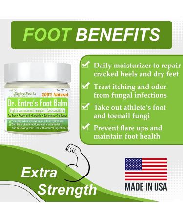 Dr. Entre's Organic Foot Balm with Tea Tree Oil & Shea Butter - Treatment Cream for Athletes Foot, Dry Feet, Cracked Heels, Itching, and Odor - Includes Foot Care E-Book - Buy Online on GoSupps.com