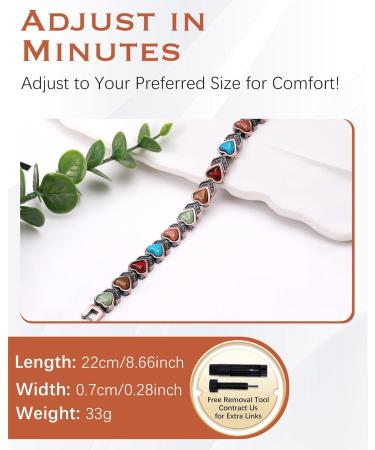 Jeracol Copper Magnetic Lymphatic Drainage Bracelet for Women - Adjustable & Magnetic Bracelet with Heart Shape Stone - Colorful Love Gift Set - Buy Online on GoSupps.com