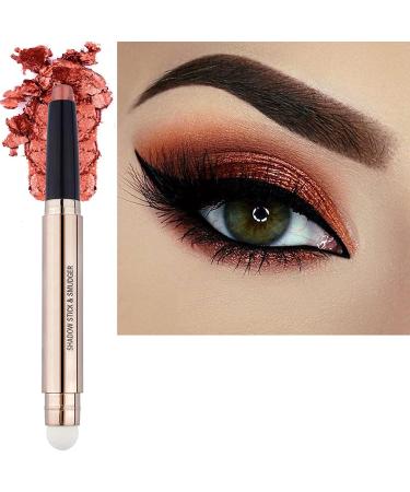 2 in 1 Orange Copper Eyeshadow Pencil  Cream Smooth Glitter Shimmer Eyeshadow Stick  Hypoallergenic Waterproof Long Lasting Eye shadow Highlighter Stick  Highlighter Eye Liner Create High-Impact  Multi-Dimensional Eye Ma...